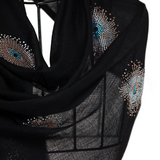 Eye Crystal Silk & Cashmere Shawls with Swarovski - Black