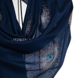 Eye Crystal Silk & Cashmere Shawls with Swarovski - Navy