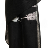 Angel Feathers Crystal Feathers Shawl Stole - Black Silver