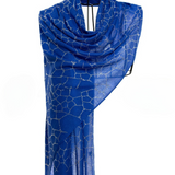 Bee Hive Crystal Silk & Cashmere Shawls with Swarovski - Electric Blue