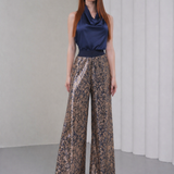 Ember Flare Sequin Pants - Navy