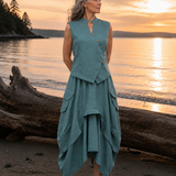 The Collar Linen Skirt - Teal