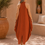 Degaje Cowl Neck Front Slit Dress - Terracota