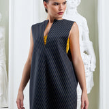 Pear Reversible Dress - Striped Navy & Mustard