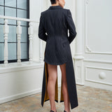 Opera Blazer Dress - Navy & Gold Mustard