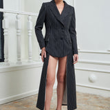 Opera Blazer Dress - Black & White Stripes