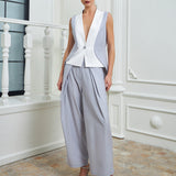 The Gathered Suit Ensemble - Light Gray & White
