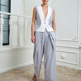 The Gathered Suit Ensemble - Light Gray & White