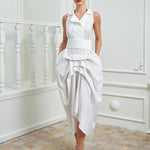 Tuxedo Dress by Lumina Eligma – luxury white tuxedo-inspired evening dress in silk and viscose