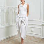 Tuxedo Dress by Lumina Eligma – luxury white tuxedo-inspired evening dress in silk and viscose