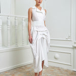 Tuxedo Dress by Lumina Eligma – luxury white tuxedo-inspired evening dress in silk and viscose
