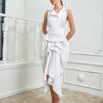 Tuxedo Dress by Lumina Eligma – luxury white tuxedo-inspired evening dress in silk and viscose
