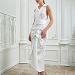 Tuxedo Dress by Lumina Eligma – luxury white tuxedo-inspired evening dress in silk and viscose