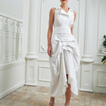 Tuxedo Dress by Lumina Eligma – luxury white tuxedo-inspired evening dress in silk and viscose