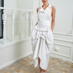 Tuxedo Dress by Lumina Eligma – luxury white tuxedo-inspired evening dress in silk and viscose