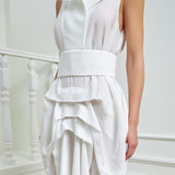 Tuxedo Dress by Lumina Eligma – luxury white tuxedo-inspired evening dress in silk and viscose