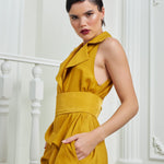 Tuxedo Dress by Lumina Eligma – luxury mustard tuxedo-inspired evening dress in silk and viscose