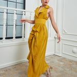 Tuxedo Dress by Lumina Eligma – luxury mustard tuxedo-inspired evening dress in silk and viscose