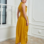 Tuxedo Dress by Lumina Eligma – luxury mustard tuxedo-inspired evening dress in silk and viscose