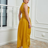 Tuxedo Dress by Lumina Eligma – luxury mustard tuxedo-inspired evening dress in silk and viscose