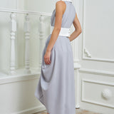 The Tuxedo Dress - Light Gray & White