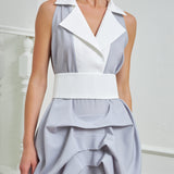 The Tuxedo Dress - Light Gray & White