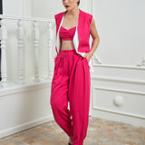 Flow Three Piece Suit Ensemble - Fuchsia & White