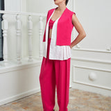 Flow Three Piece Suit Ensemble - Fuchsia & White