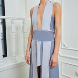 The Architect Dress - Light & Dark Gray White Leather