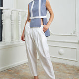 Harmony Blouse - Dark Gray & White