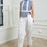 Harmony Blouse - Dark Gray & White