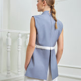 Harmony Blouse - Dark Gray & White