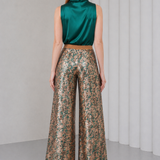 Ember Flare Sequin Pants - Emerald