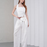 The Halterline Linen Blouse - White