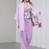 The Duality Linen Reversible Jacket - Lavender Paisley
