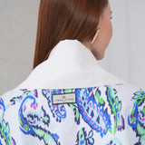 The Duality Linen Reversible Jacket - White Blue Paisley