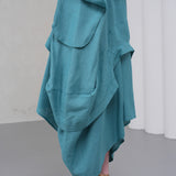 The Collar Linen Skirt - Teal