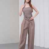 The Halterline Linen Blouse - Coffee