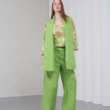 The Duality Linen Reversible Jacket - Green Floral