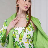 The Duality Linen Reversible Jacket - Green Paisley