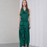 The Vanguard Skirt Silk - Emerald Green