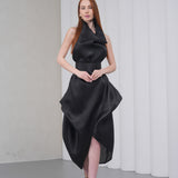 Silhouette Halter Dress - Black