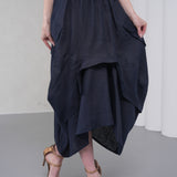 The Collar Linen Skirt - Navy