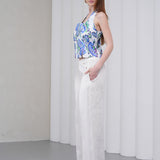 The Wrapline Linen Trouser - White
