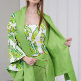 The Duality Linen Reversible Jacket - Green Paisley