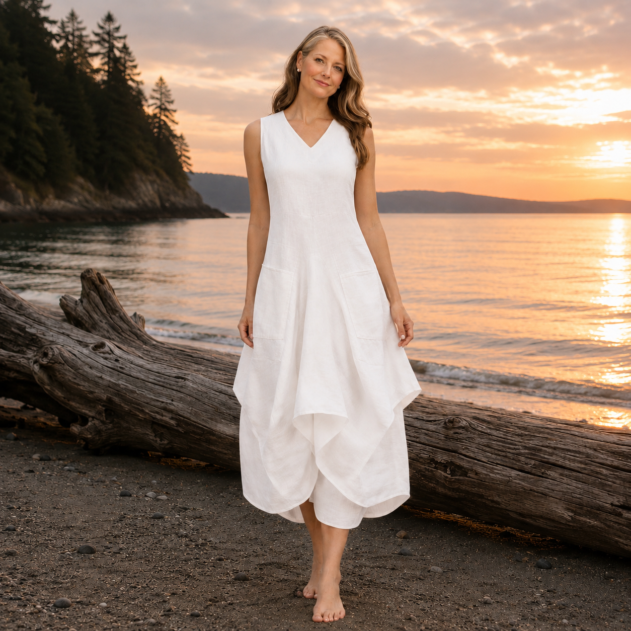 The Juby Linen - Balloon Skirt Dress - Cream The Juby Linen - Balloon Skirt Dress - Cream
