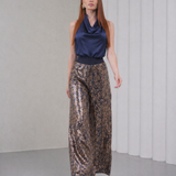 Ember Flare Sequin Pants - Navy