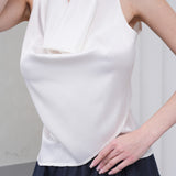 Cascade Silk Cowl Top - Off-White