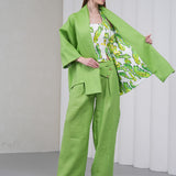The Duality Linen Reversible Jacket - Green Paisley