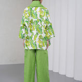 The Duality Linen Reversible Jacket - Green Paisley